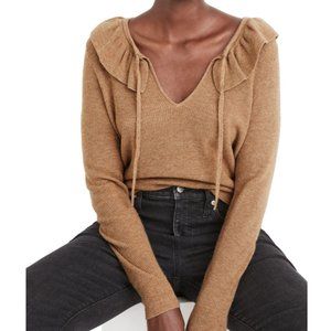 Madewell Tie-Neck Ruffle Pullover Sweater (sz XL)